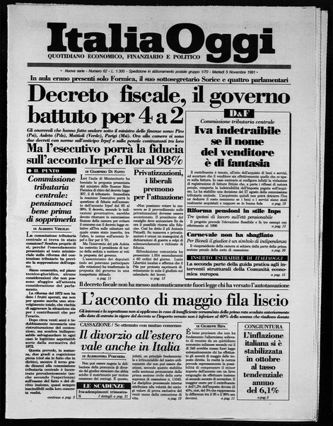 Italia oggi : quotidiano di economia finanza e politica